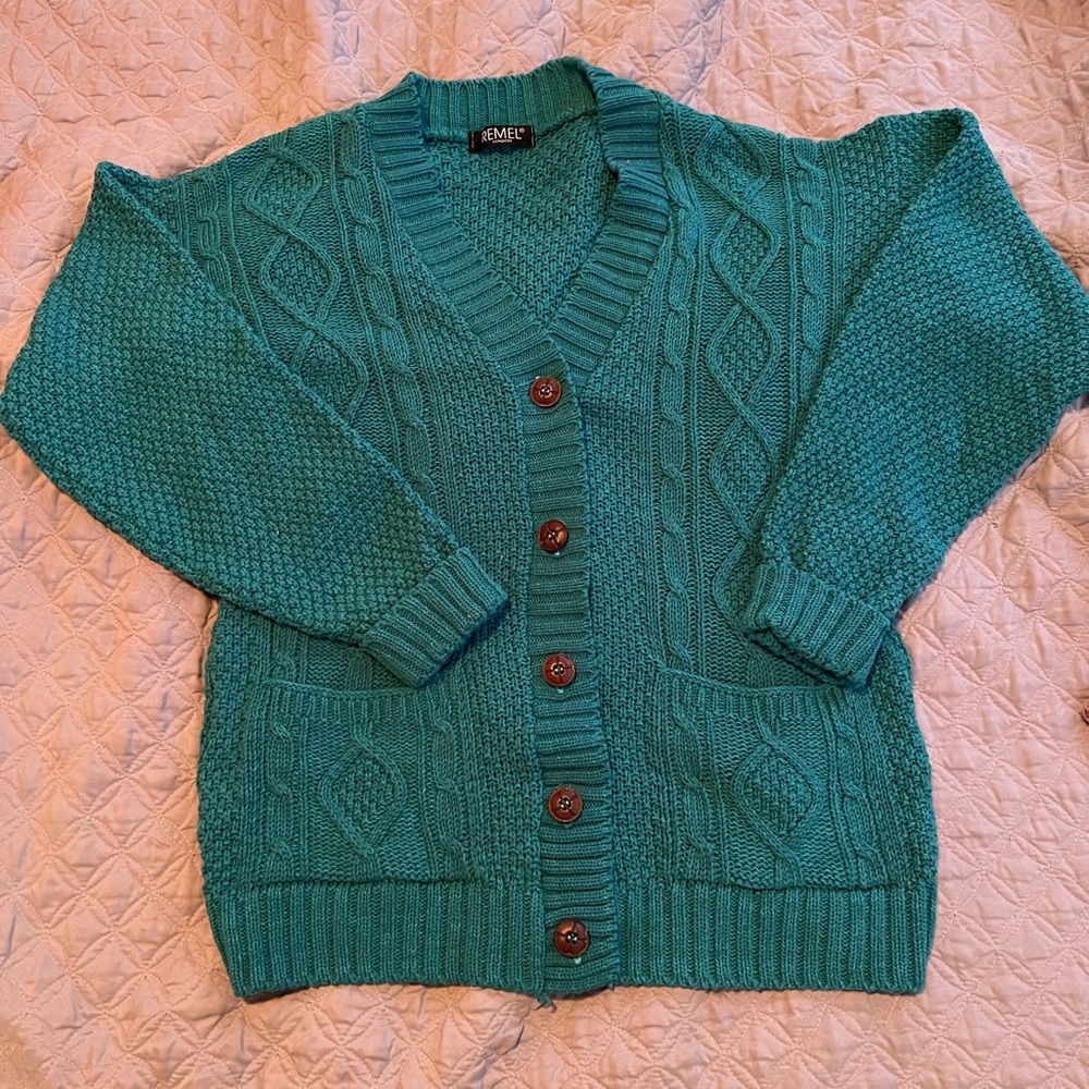 Bundle of 2 cardigans. 1 Turquoise size M/Lg.  & 1 lavender color size Lg.